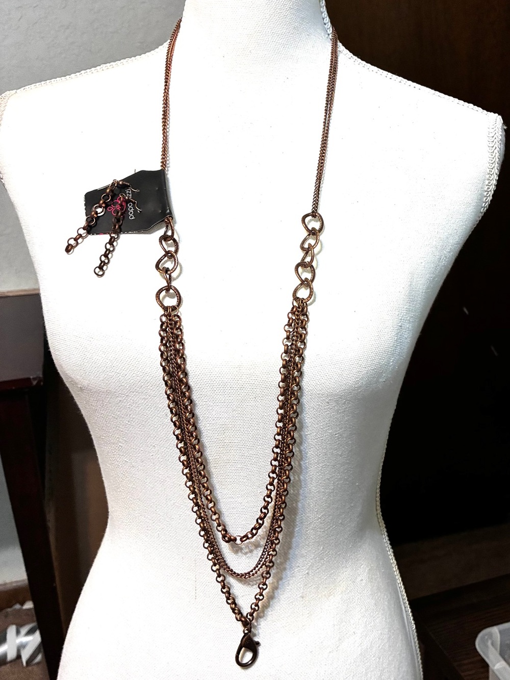 paparazzi Copper-Tone Layered Chain Necklace & Earrings